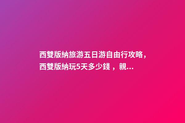 西雙版納旅游五日游自由行攻略，西雙版納玩5天多少錢，親身經(jīng)歷